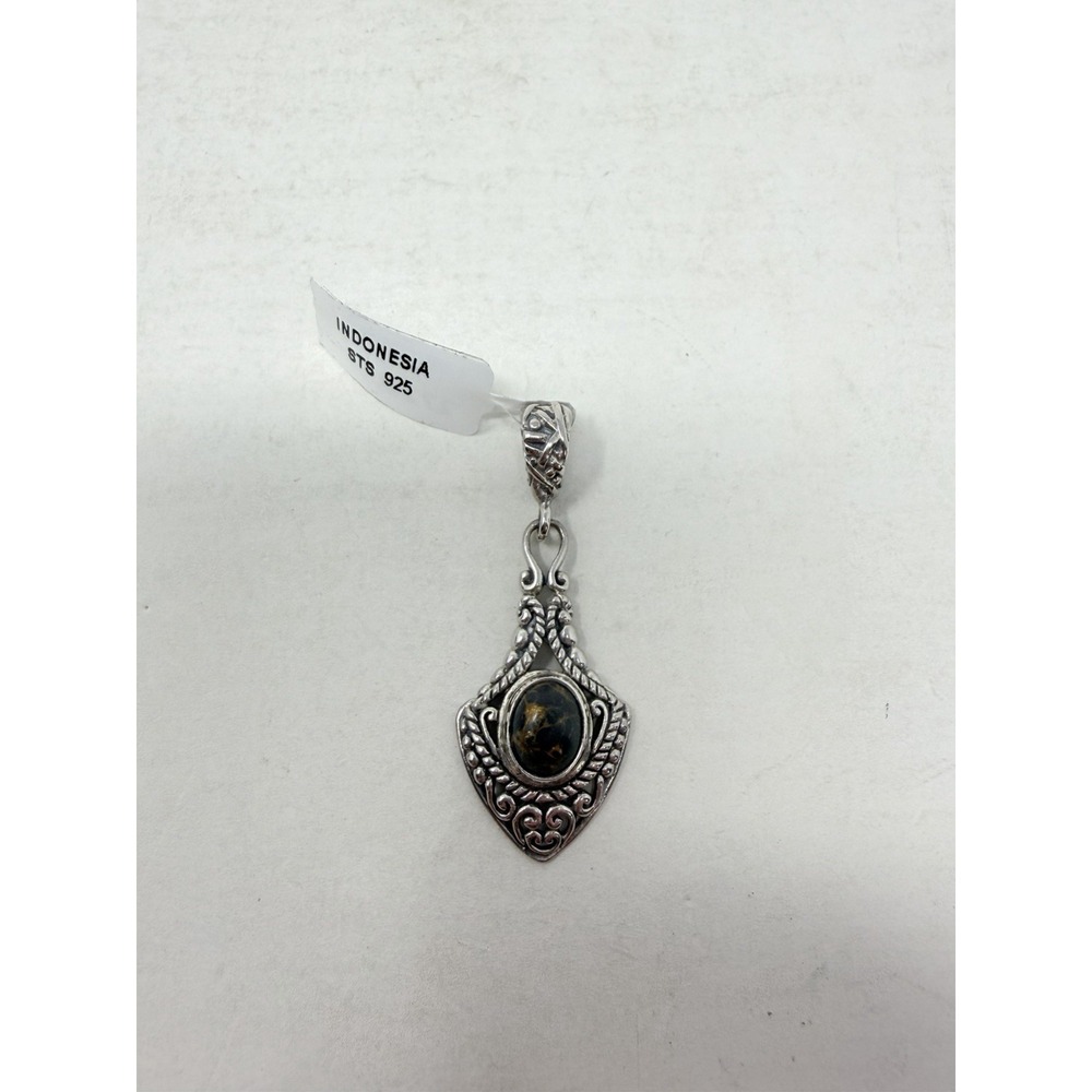 Shop LC Bali Mojave Black Turquoise Sterling Silver Pendant without Chain 5607